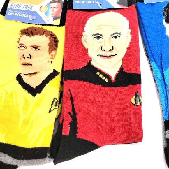 Star Trek Crew Socks Lot Of 4 Kirk Spock Picard Emblem - Picture 4 of 10